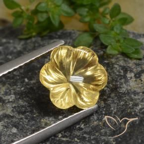 2.64 ct Yellow Citrine Stone, Natural Citrine in Carved Flower Shape for Sale