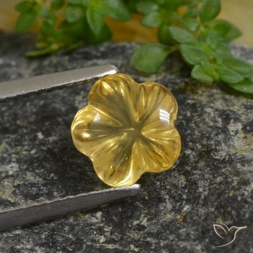1.67ct Natural Deep Yellow Citrine, Flower Cut, Transparent