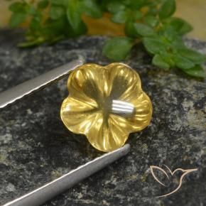 1.67 ct Yellow Citrine Stone, Natural Citrine in Carved Flower Shape for Sale