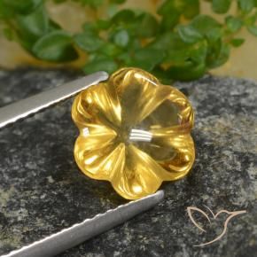 2.20 ct Yellow Citrine Stone, Natural Citrine in Carved Flower Shape for Sale