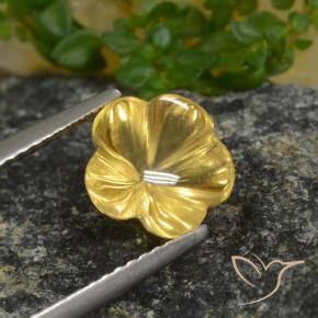 2.07 ct Yellow Citrine Stone, Natural Citrine in Carved Flower Shape for Sale