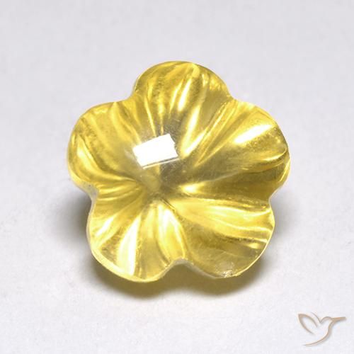 2.38ct Natural Medium Yellow Citrine, Flower Cut, Transparent