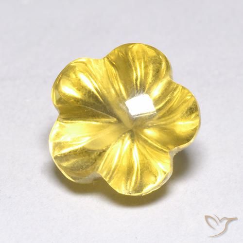 2.38 ct Yellow Citrine Stone, Natural Citrine in Carved Flower Shape for Sale