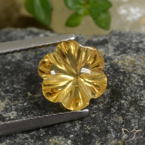 1.99ct Natural Deep Gold Citrine, Flower Cut, Transparent