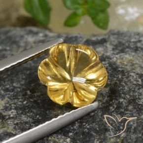 1.99 ct Golden Citrine Stone, Natural Citrine in Carved Flower Shape for Sale