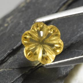 Deep Yellow Citrin Edelstein - 2ct Geschnitzte Blume (ID: 480063)