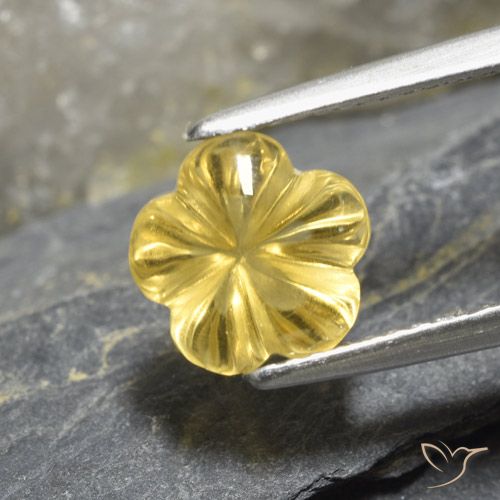 2.19ct Natural Light Golden-Yellow Citrine, Flower Cut, Transparent