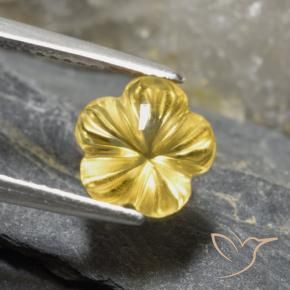 2.19 ct Yellow Citrine Stone, Natural Citrine in Carved Flower Shape for Sale