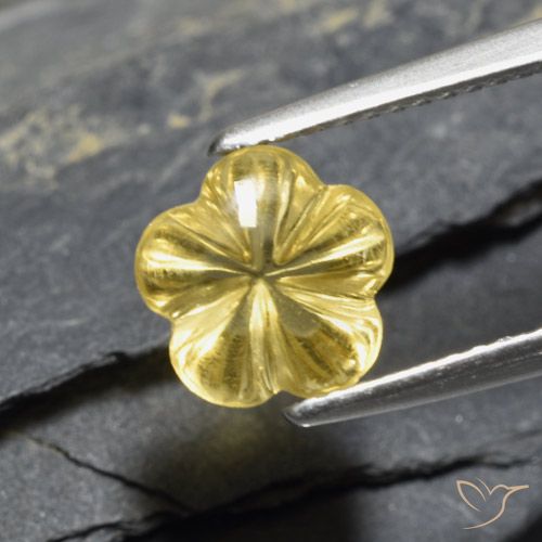 2.11ct Natural Light Golden-Yellow Citrine, Flower Cut, Transparent