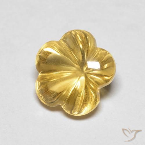 2.11 ct Yellow Citrine Stone, Natural Citrine in Carved Flower Shape for Sale