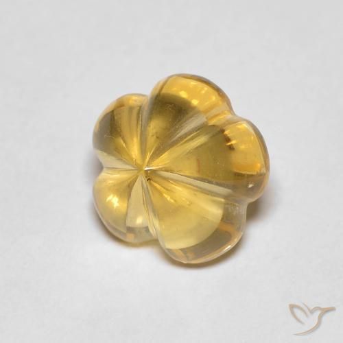 2.29ct Natural Honey Yellow Citrine, Flower Cut, Transparent