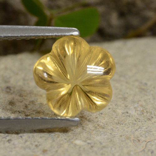 2.23ct Natural Light Gold Citrine, Flower Cut, Transparent