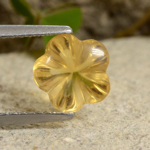 1.76ct Natural Honey Yellow Citrine, Flower Cut, Transparent