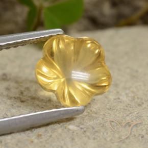 1.76 ct Yellow Citrine Stone, Natural Citrine in Carved Flower Shape for Sale