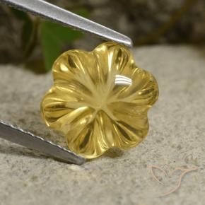 3.48 ct Yellow Citrine Stone, Natural Citrine in Carved Flower Shape for Sale