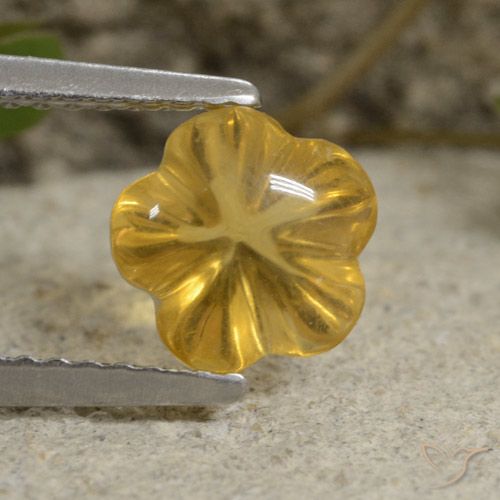 1.61ct Natural Honey Yellow Citrine, Flower Cut, Transparent