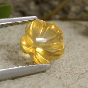 1.61 ct Yellow Citrine Stone, Natural Citrine in Carved Flower Shape for Sale
