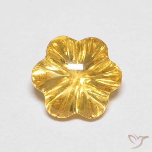 Honey Yellow Citrine Gem - 1.6ct Carved Flower (ID: 480250)