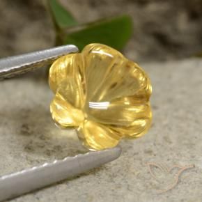 1.76 ct Yellow Citrine Stone, Natural Citrine in Carved Flower Shape for Sale