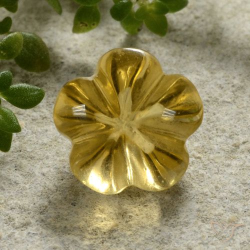 2.24ct Natural Honey Yellow Citrine, Flower Cut, Transparent