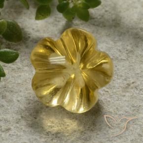 2.24 ct Yellow Citrine Stone, Natural Citrine in Carved Flower Shape for Sale