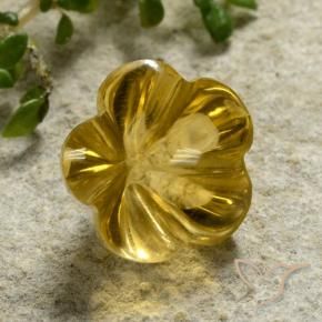 2.34 ct Golden Citrine Stone, Natural Citrine in Carved Flower Shape for Sale