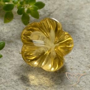 2.18 ct Yellow Citrine Stone, Natural Citrine in Carved Flower Shape for Sale