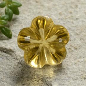 2.11 ct Yellow Citrine Gemstone, Citrine Gem in Carved Flower Shape for Sale.