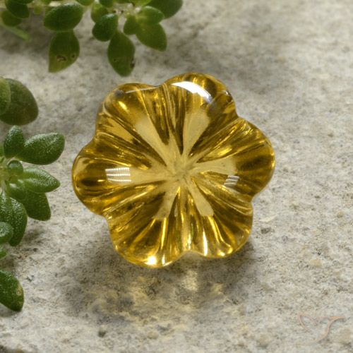 2.39ct Natural Honey Yellow Citrine, Flower Cut, Transparent