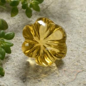 2.39 ct Yellow Citrine Stone, Natural Citrine in Carved Flower Shape for Sale