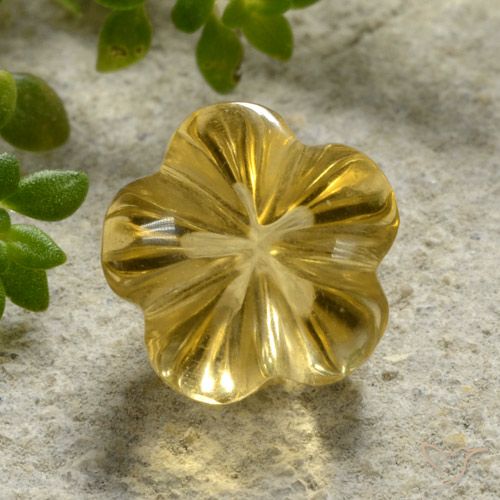 2.15ct Natural Honey Yellow Citrine, Flower Cut, Transparent
