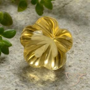 2.15 ct Yellow Citrine Stone, Natural Citrine in Carved Flower Shape for Sale