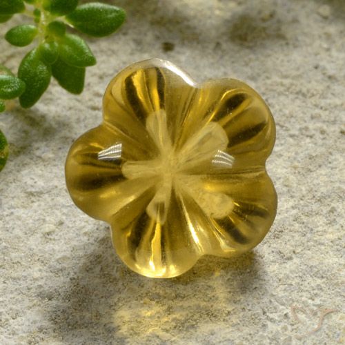 2.52ct Natural Honey Yellow Citrine, Flower Cut, Transparent