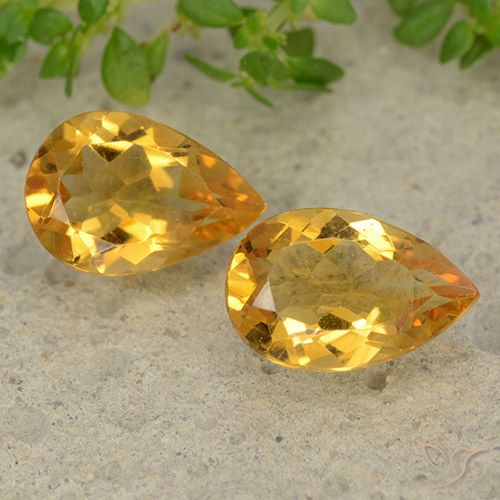 2.14ctw Natural Deep Golden Orange Citrine, Pear Shape, VVS-VS