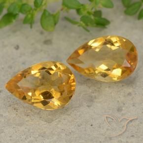 2.14 ctw Golden Citrine Stones, Natural Citrine in Pear Facet Shape for Sale