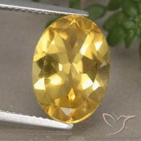 5.35 ct Golden Citrine Stone, Natural Citrine in Oval Facet Shape for Sale