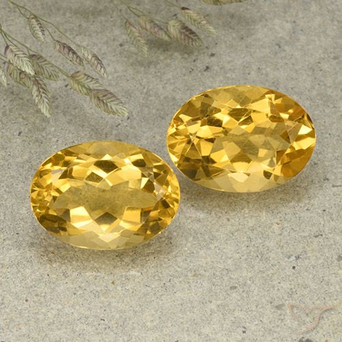 11.4 ct Yellow Citrine, 13.7 x 10 mm Oval Cut From Brazil, Photo A