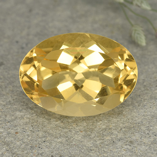 Золотисто-оранжевый Цитрин Камень - 5.4ct Фасетный Овал (ID: 492611)