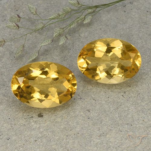 10.76 ctw Golden Citrine Gemstones, Citrine Gems in Oval Facet Shape for Sale.