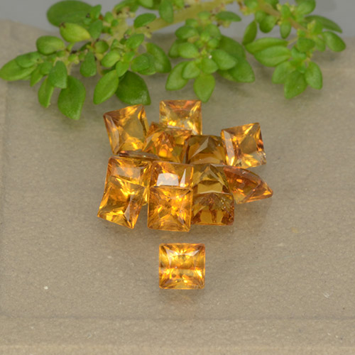 Arancione brillante Citrino Gem - 0.1ct Taglio Princess (ID: 492735)