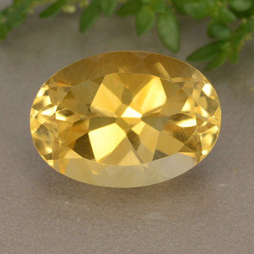 Medium-Light Golden Цитрин Камень - 6.3ct Фасетный Овал (ID: 492743)