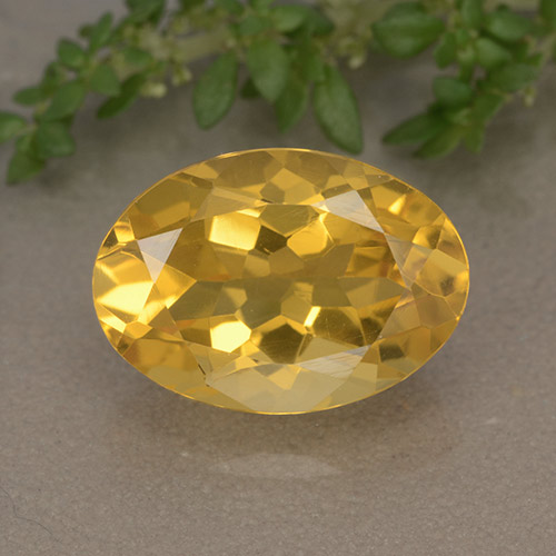 Medium-Light Golden Цитрин Камень - 5.7ct Фасетный Овал (ID: 492762)