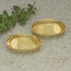 Citrine Gemstones in 14 x 10 mm (calibrated) Size for Sale, Citrine Stones in Medium-Light Golden Color