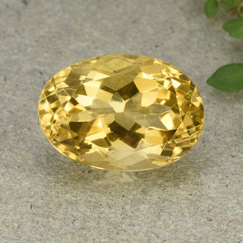 6.36 ct Golden Citrine Gemstone, Citrine Gem in Oval Facet Shape for Sale.
