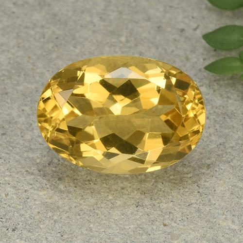 Medium-Light Golden Цитрин Камень - 6.2ct Фасетный Овал (ID: 492869)