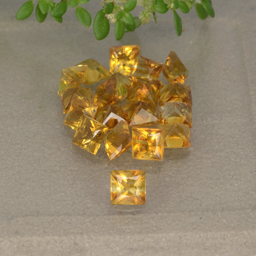 Medium-Light Orange Citrino Gem - 0.1ct Taglio Princess (ID: 492881)