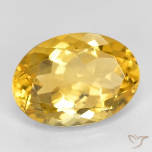 5.37 ct Golden Citrine Stone, Natural Citrine in Oval Facet Shape for Sale