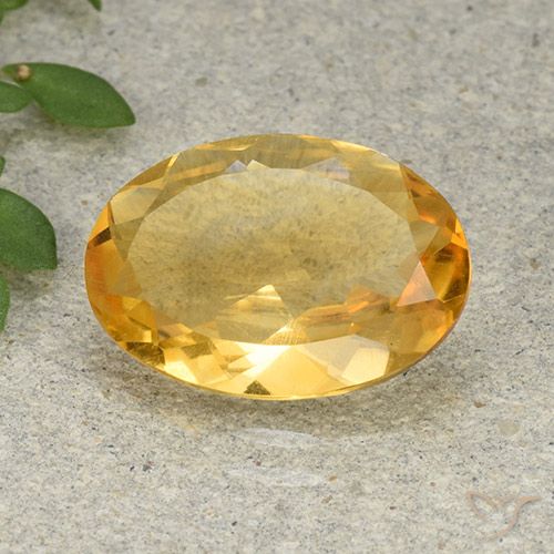 3.95 ct Golden Citrine Gemstone, Citrine Gem in Oval Facet Shape for Sale.