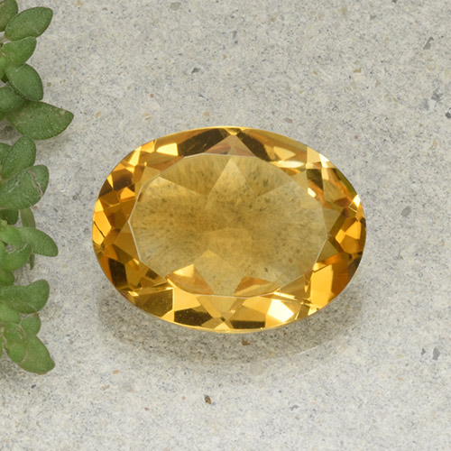Золотисто-оранжевый Цитрин Камень - 4.3ct Фасетный Овал (ID: 493020)