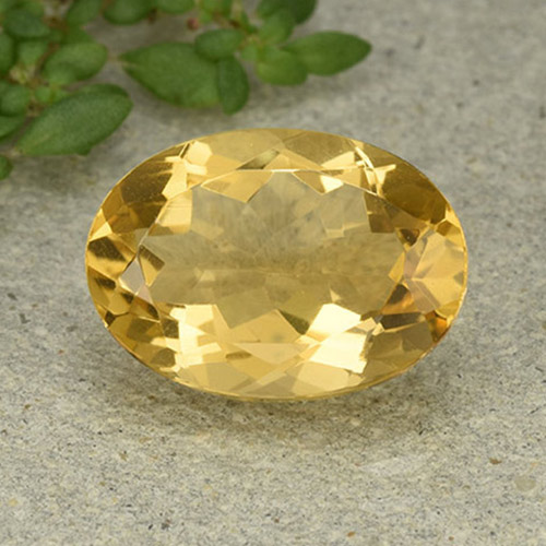 Medium-Light Golden Цитрин Камень - 5.4ct Фасетный Овал (ID: 493126)